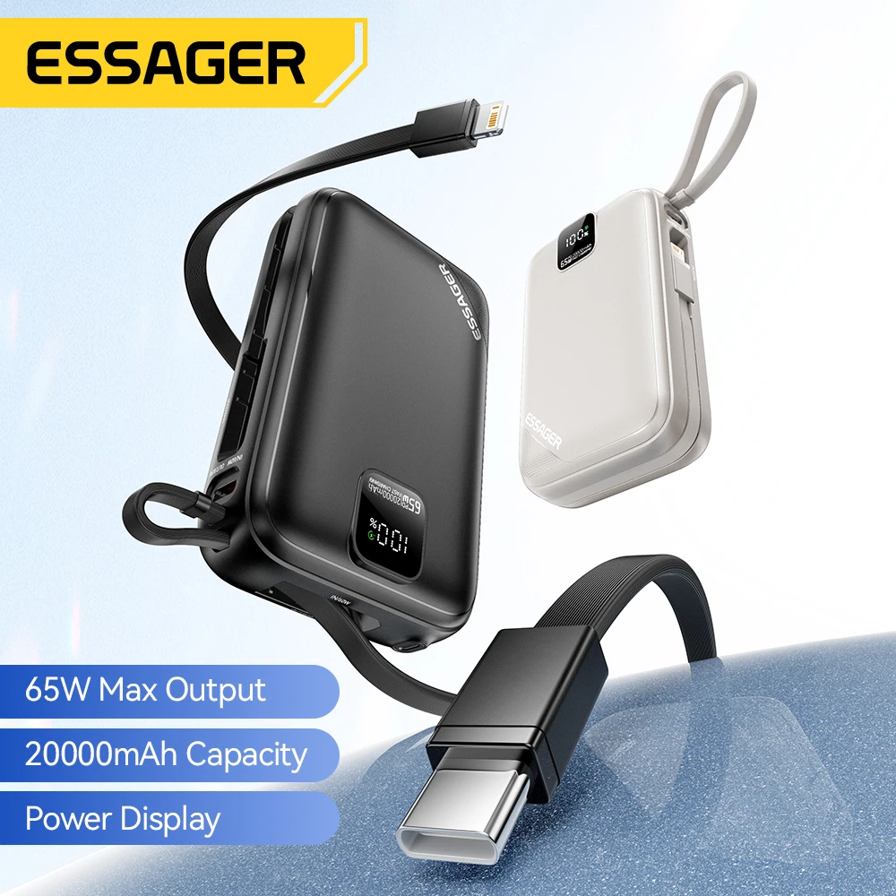 Essager 65W 20000mAh Power Bank PD Fast Charge Type C Quick Charge Portable Powerbank External Battery for iPhone MacBook Laptop