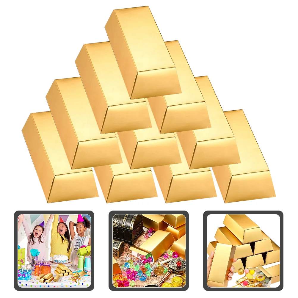 

Paper Gold Bar Gift Box Golden Party Favor Boxes Pirate Theme Party Supplies Candy Decoration Box Chocolate Packaging Box
