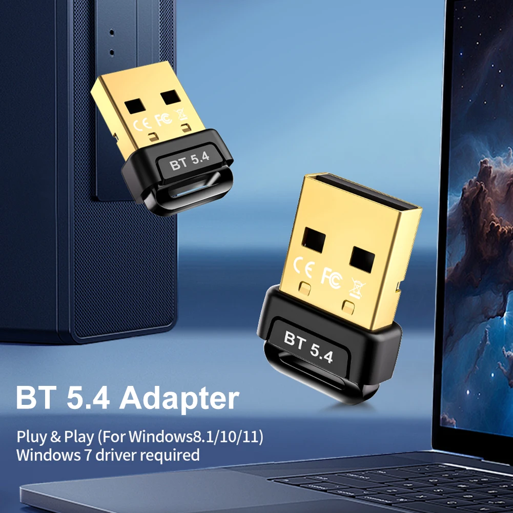 BT 5.4 어댑터 무선 BT 송수신기 플러그 앤 플레이 무선 동글 (BT 키보드/마우스/헤드폰/스피커용)