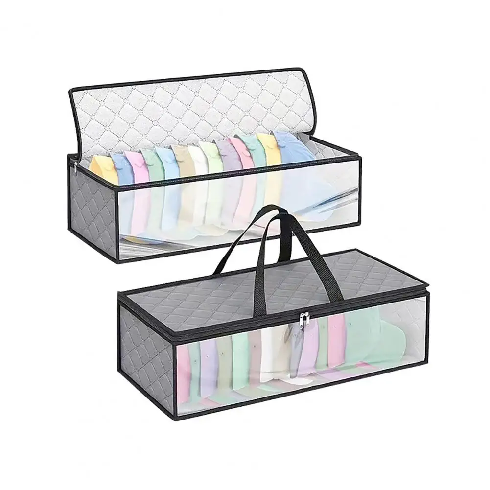 

Foldable Hat Storage Bag Capacity Baseball Hat Storage Bag with Window Dust Proof Foldable Organizer Pouch for Clothes Bedding