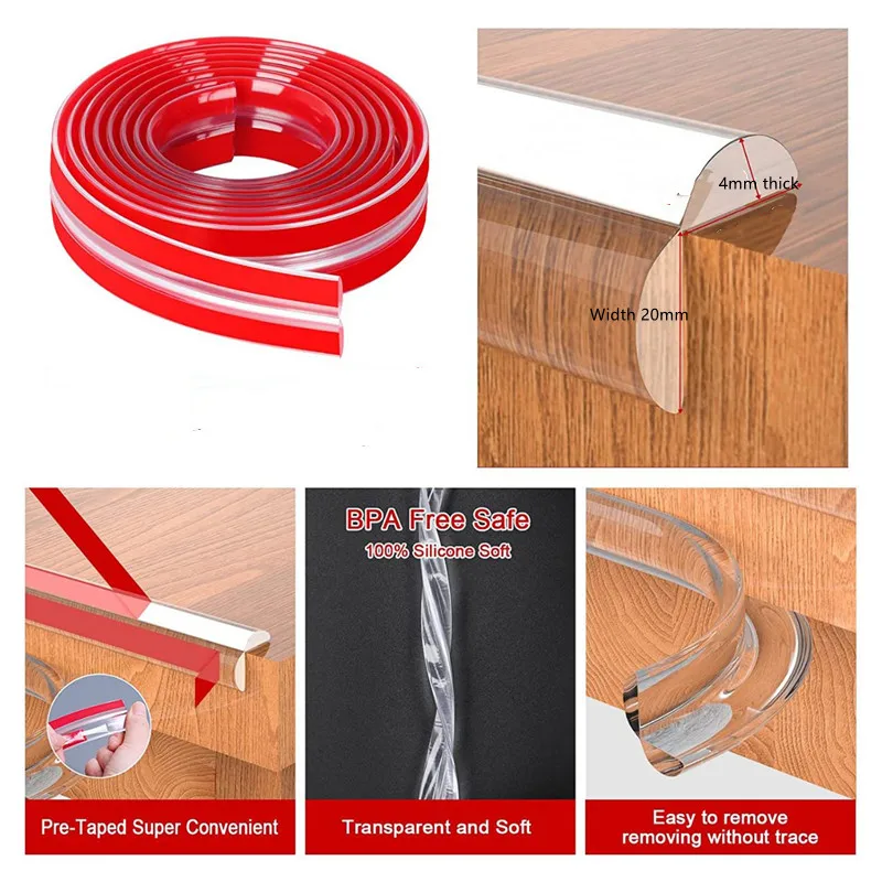 Description Picture 4 of itemTransparent PVC baby protection strip silicone soft corner protection for desk drawer corner anti-bump safety protection strip