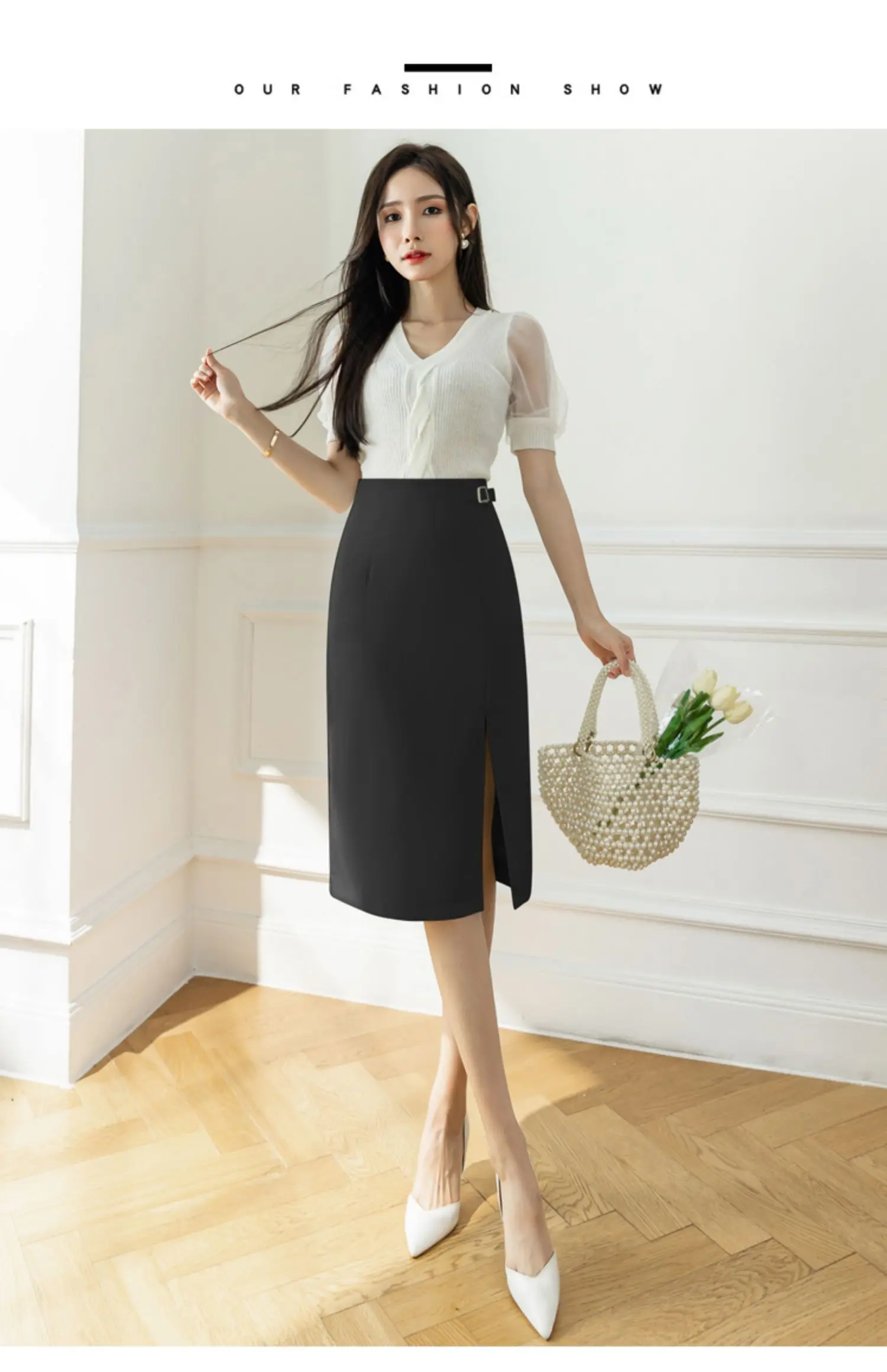 Women Sexy Knee-Length Skirt Plus Size 2022 Fashion High Waist A-line Skirt Casual Bodycon Open Split Stretch Work Skirts hoop skirt