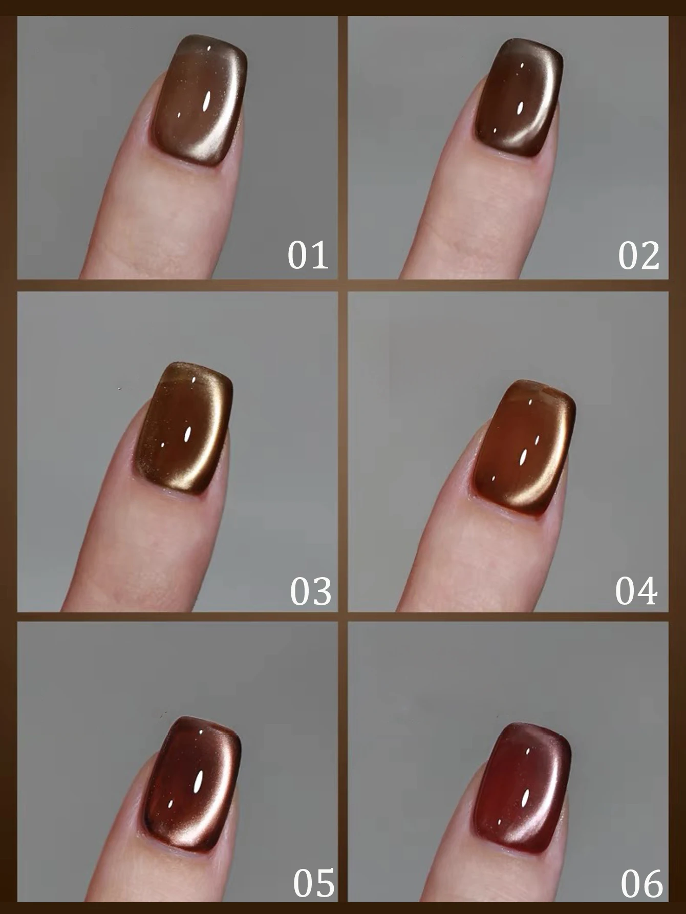 WS Autumn Winter Maillard Caramel Amber Glass Bead Cat Eye Gel Nail Polish Shines High Varnish For Nail Art Design Popular Gift 2