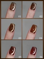 WS Autumn Winter Maillard Caramel Amber Glass Bead Cat Eye Gel Nail Polish Shines High Varnish For Nail Art Design Popular Gift 2