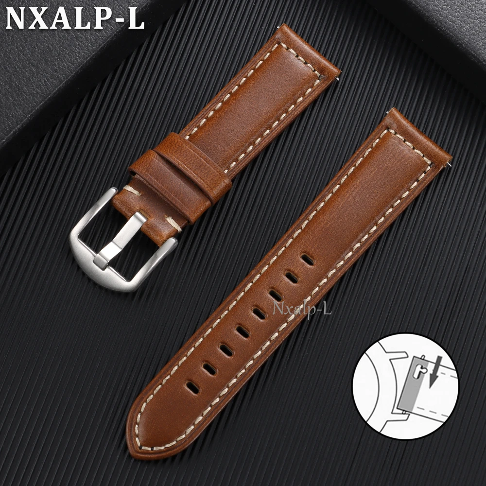 Luxurious Oil Wax Cowhide Genuine Leather Watch Band with Quick Release