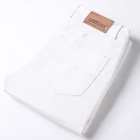 2024 New White Jeans Men's Trousers 98% Cotton Mid-waist Slim Pencil Pants Denim Pants Stretchy Fashion Personality Men Clothing