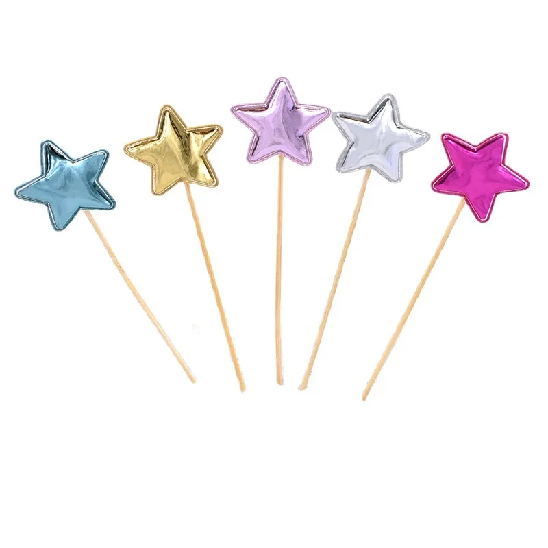 Elegant Crown Star Cake Toppers - Set of 5, Gold & Silver for Celebrations and Weddings