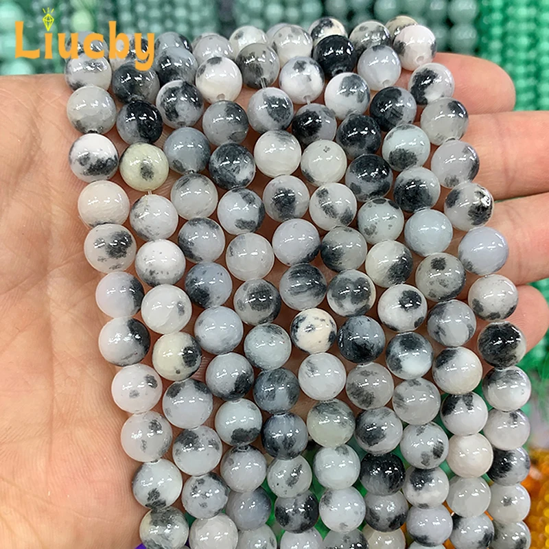 Black White Persian Jades Natural Stone Round Beads DIY crystal Accessories Bracelets For Jewelry Making 15'' Strand 6/8/10/12mm 6 8 10 12mm natural lava stone silvers white gold volcanics rock spacers faceted round loose beads for jewelry making diy
