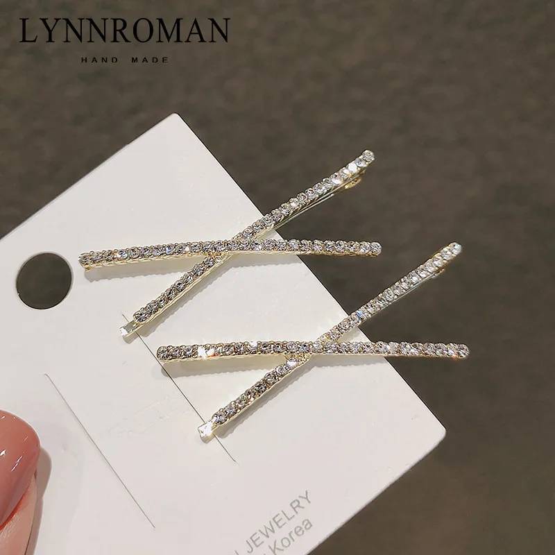 

2Pcs Women's Fashionable and Minimalist Metal Rhinestone Bangs Clip Girl's Side Clip Pure and Sweet Summer New Hair Accessories