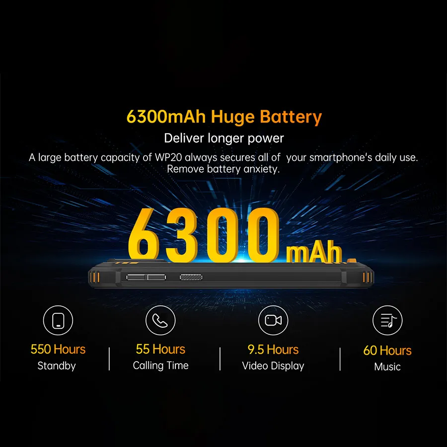 OUKITEL WP20 IP68&IP69K Mobile Phone 4GB 32GB 5.93'' HD+ Smartphone 6300 mAh Android 12 Quad Core 20MP Cameras CellPhone
