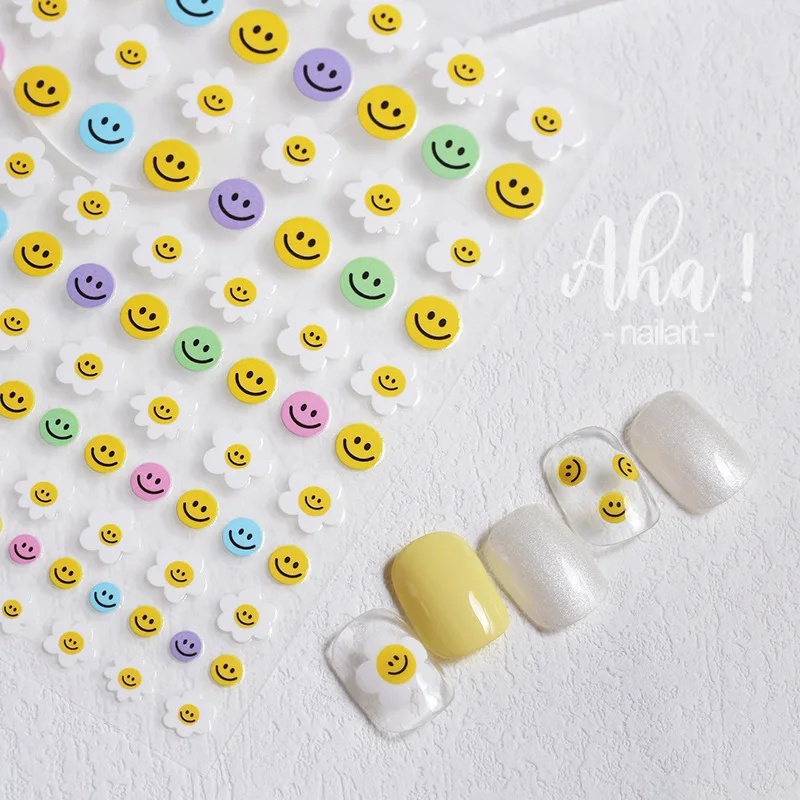 

1 Sheet Smile Face Nail Art 3D Stickers Nail Decals for Nails Flower Smiley Manicure Japanese Design DIY Happy Accessories