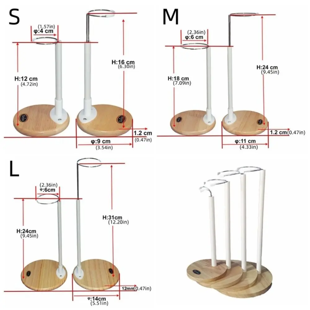 Wooden Base Doll Stands Figure Models Plastic Support Doll Display Holder Organizer Bracket Adjustable Action Figure Stand