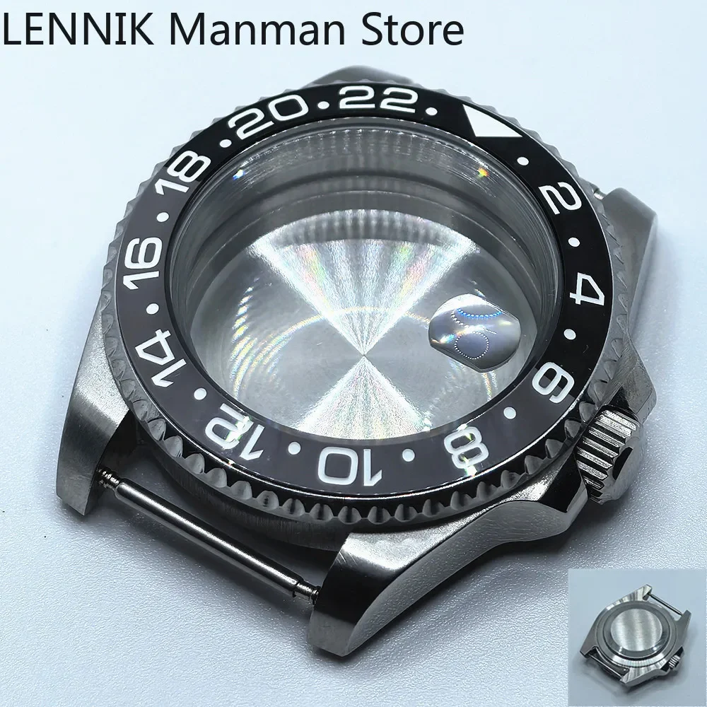 40mm Black PVD Watch Case with Transparent Back Glass