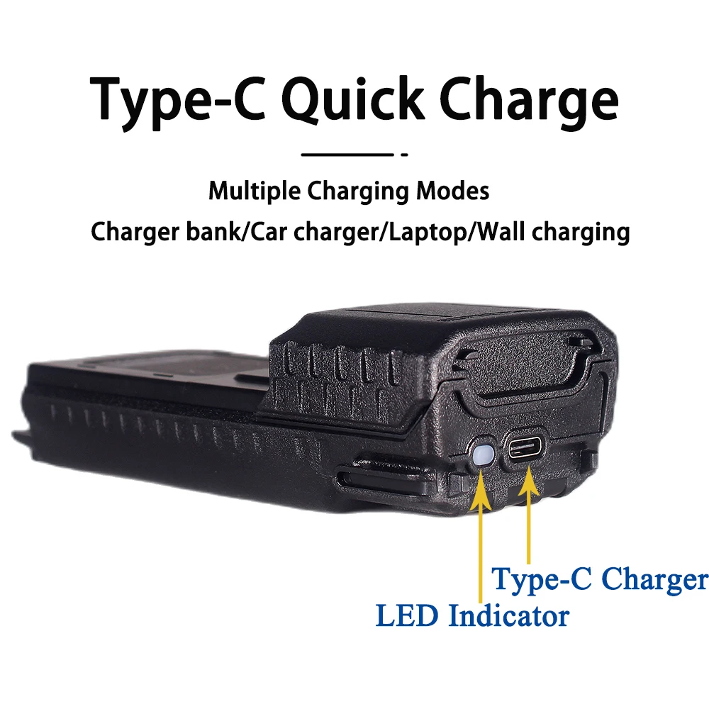 Boafeng UV-5R Walkie Talkie Battery 3800 mAh USB C Charger Enlarged for BF-F8HP UV5R UV-5RE UV-5RA 5RB 5RL GT-5R Radios Extended 2