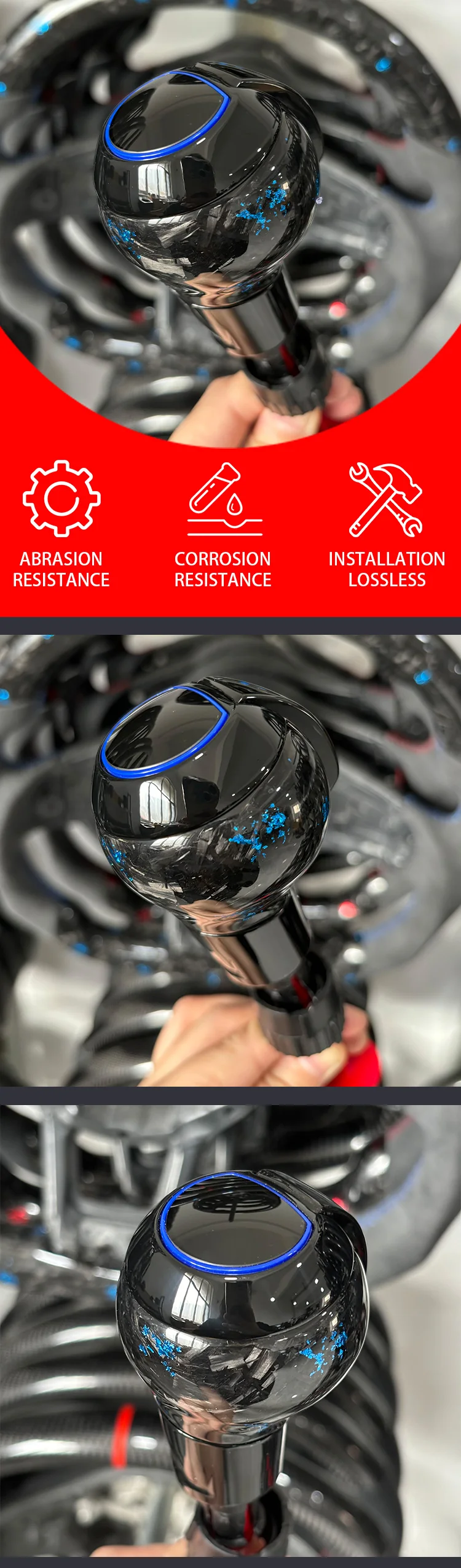 Blue Forged carbon fiber Shift Knob for Audi A3 S3 RS3 Q5 S6 RS6 A4 A5 A7 A6, G