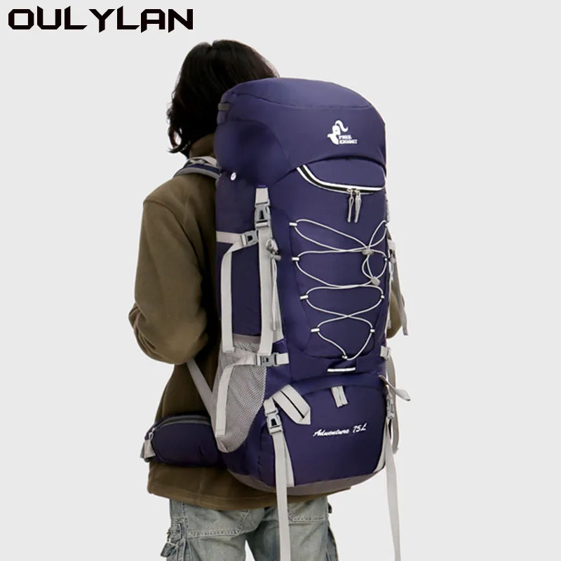 

Oulylan Camping Backpack 75L Mountaineering Bag Large-capacity Waterproof Rucksack Outdoor Climbing Hiking Bag with Rain Cover