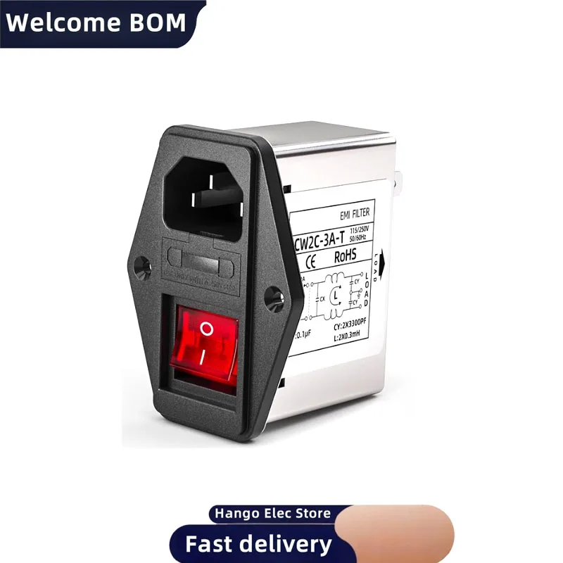Enhanced IEC Power Filter with Light Switch and Safety - 220V EMI Interference Control