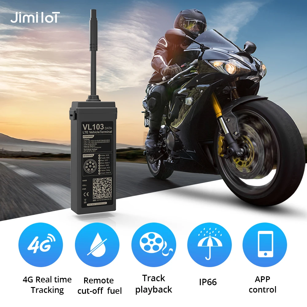 JIMIIOT VL103M/D Mini GPS Tracker For Motorcycle 4G Car Alarm Remote Cut-off Fuel Multiple Alerts Vehicle Locator 270mAH Battery gps tracker