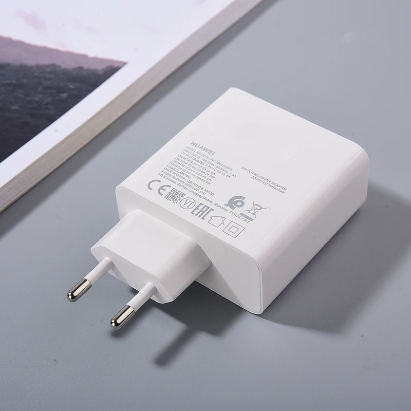 Cargador Huawei 65W 20V 3,25A Carga superrápida Adaptador USB C con enchufe UE/EE. UU. Cable PD de 1,8 m para computadora portátil Matebook 15 14 X Pro D14 D15