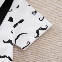 Boys Cartoon Printed Clothes Short Sleeve Bow Tie Romper  Moustache Cotton Baby Gentleman Newborn Toddler Baby Jumpsuit Print 6