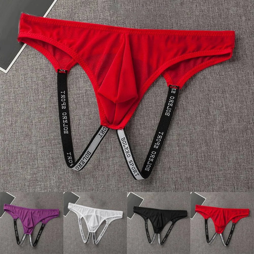Men Lingerie Underwear Jock Strap Mesh Breathable Backless Bikini Pouch G-String Briefs Thong Erotic Hombre Male Tanga Hombre ice silk man underwear ultra thin u pouch male thong tanga sexy low waist seamless men s solid color g strings t back panties