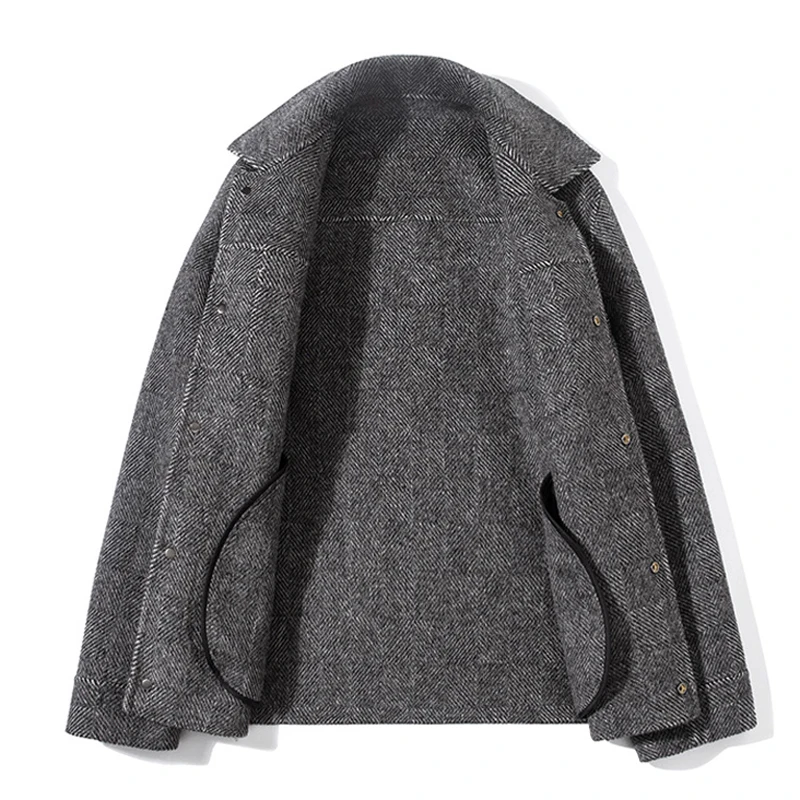 Double Sided Cashmere Jacket Man Sheep Suit Mens Casual Blazer Fashion Cargo Wool Coat Short Cashmere Jackets For Men Blazer 3