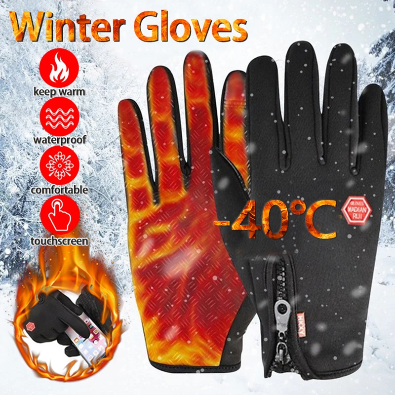 Touchscreen Gloves Outdoor Cycling Driving Waterproof Windproof Non Slip Womens Men Winter Ski