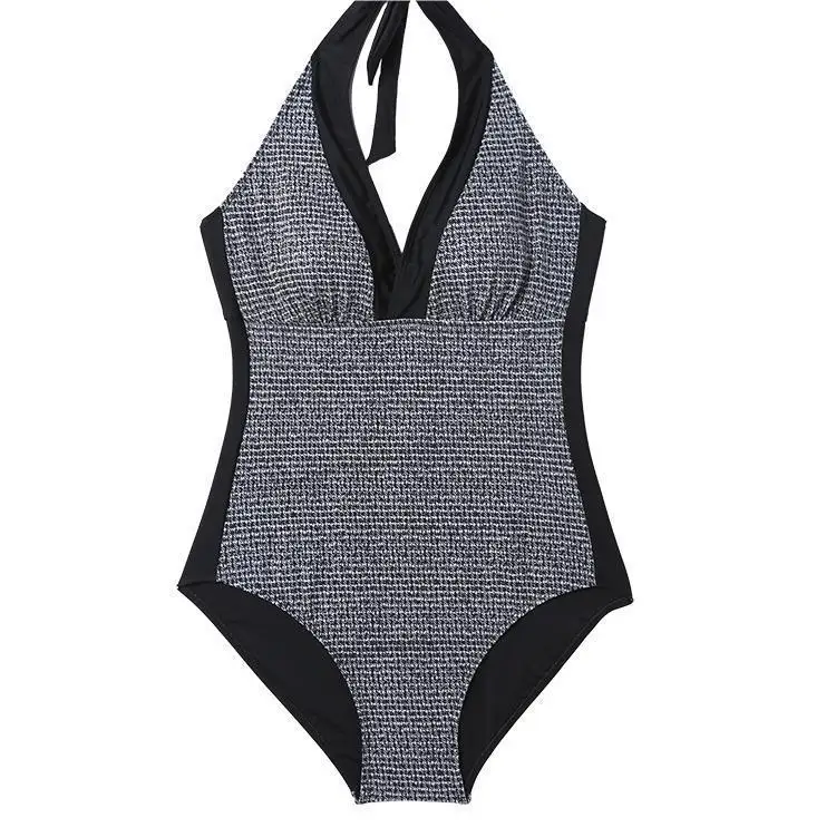 2024 new Korean version of small fragrance swimsuit sexy deep V belly cover backless thin one-piece swimsuit woman