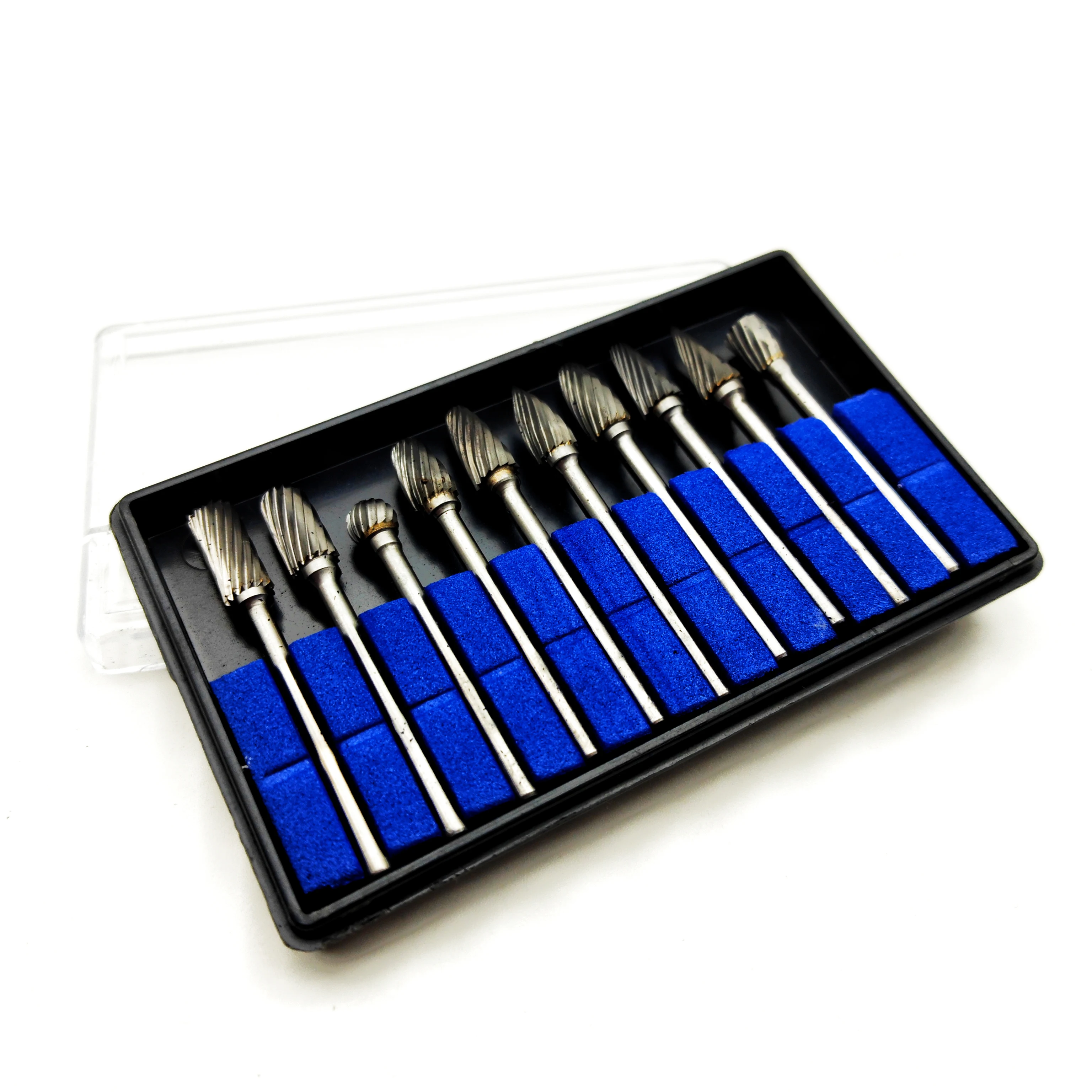10 piece 1/8 inch shank carbide milling cutter rotary brocas com escareador high speed steel cone drill set with diamond bit 3