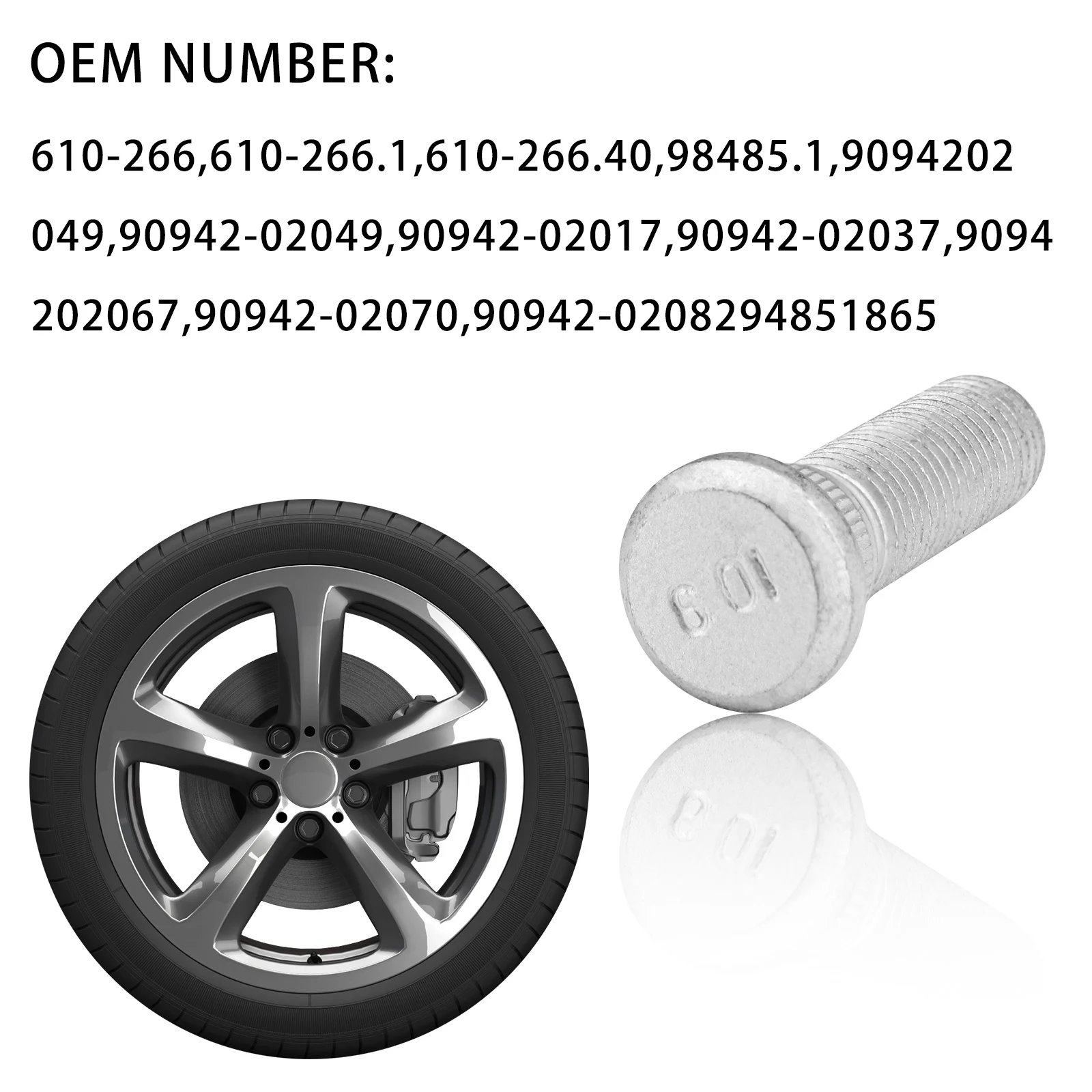 Boulon De Roue AERZETIX M12x1.5 - Compatible Avec Numéros OE 90113-S84-901, Etc., Pour Remplacement Auto