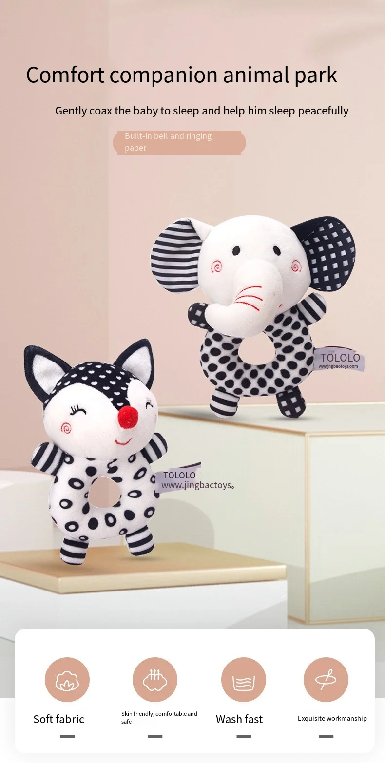 Newborn visual training black and white hand grip rattle exercise baby gripping ability to soothe baby toys importable 6