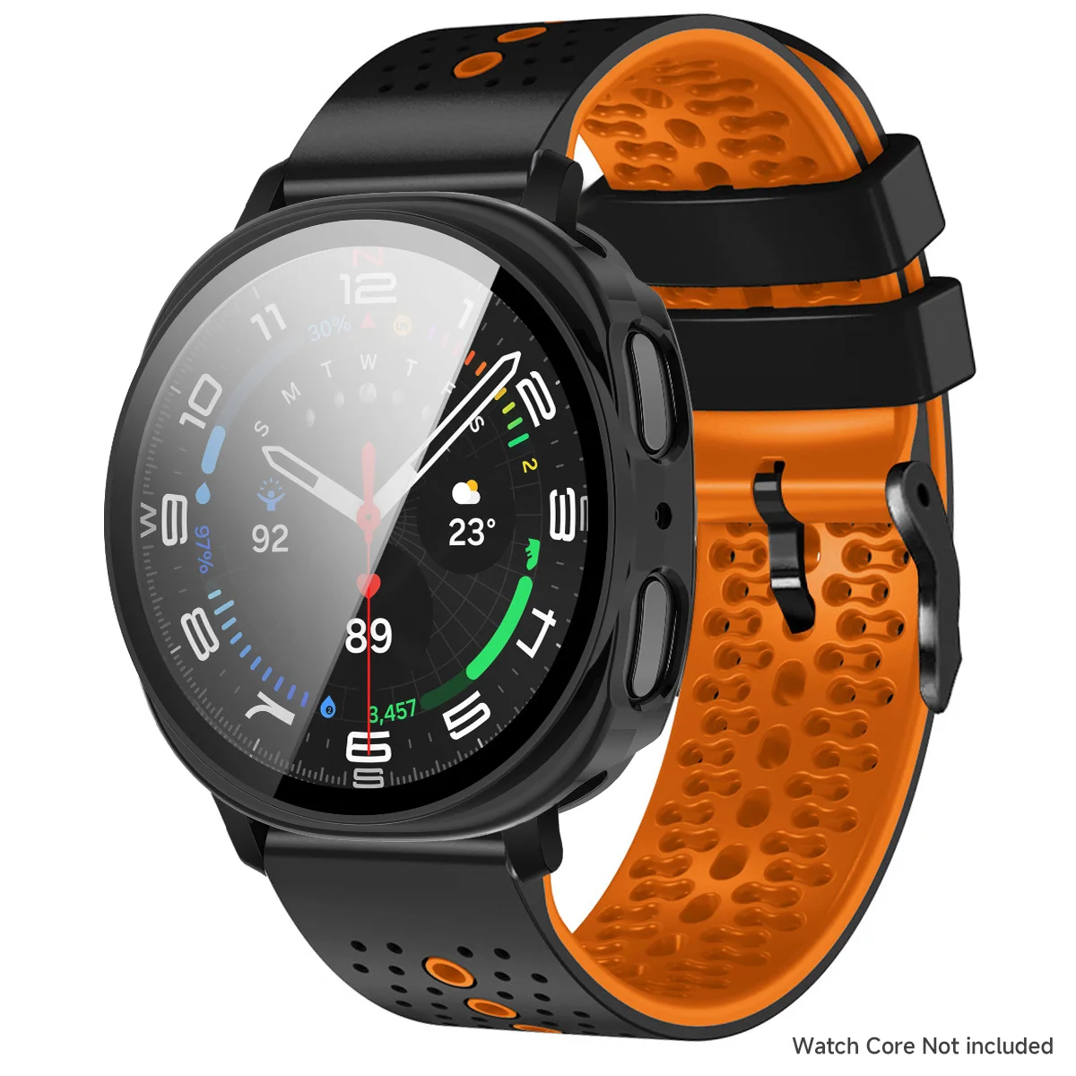 Two-Tone Silicone Strap with Glass Protective Case and Tempered Film
