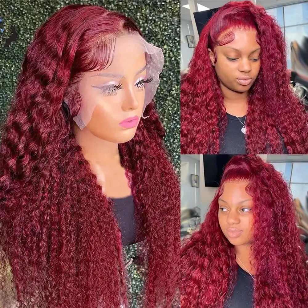99J Burgundy Lace Front Wigs Human Hair Wigs for Women 20 Inch 13x4 HD Lace Burgundy Wig Human Hair Pre Plucked 200% Density