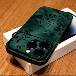 Dark Emerald Green Botanical Leaf Silhouette Case Cover - iPhone 15 Plus (1)
