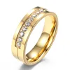 Stainless Steel Set Drill Wedding Couple Rings for Women Men Lover Anniversary Jewelry Gifts 3