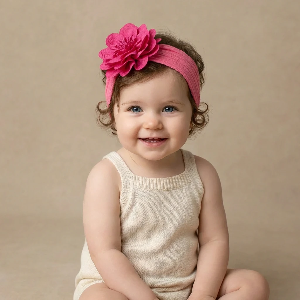 새로운 자카드 스트레치 아동용 헤어밴드 단색 꽃무늬  스카프 여름 얇은  헤어 액세서리