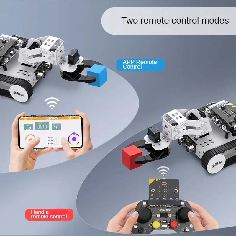 Microbit Robot Car Graphical Programmable Robot Qtruck For Microbit V2 DIY Kit Education Starter Kit Crawler Trace RC Tank