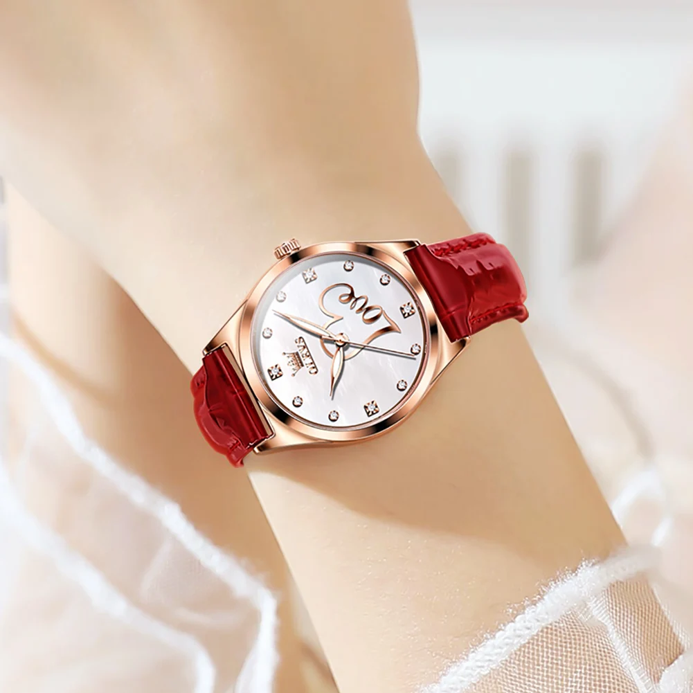 Luxury Original Brand Watch for Women Waterproof Diamond Leather Strap Bracelet Gift Set Fashion Ladies Quartz Wristwatch Box