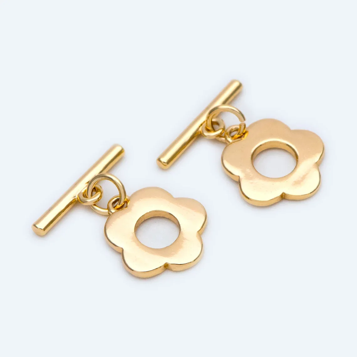 

4PCS 18K Gold Plating Flower Toggle Clasp Jewelry Clasp For Bracelet Necklace Close Clasp