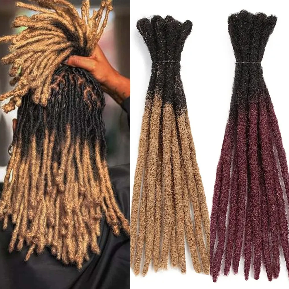Dreadlock Extensions 100% Human Hair For Men/Women Crochet Braids Hair Dread Loc Extensions 0.6 cm Faux Locks Crochet Hair 4-30