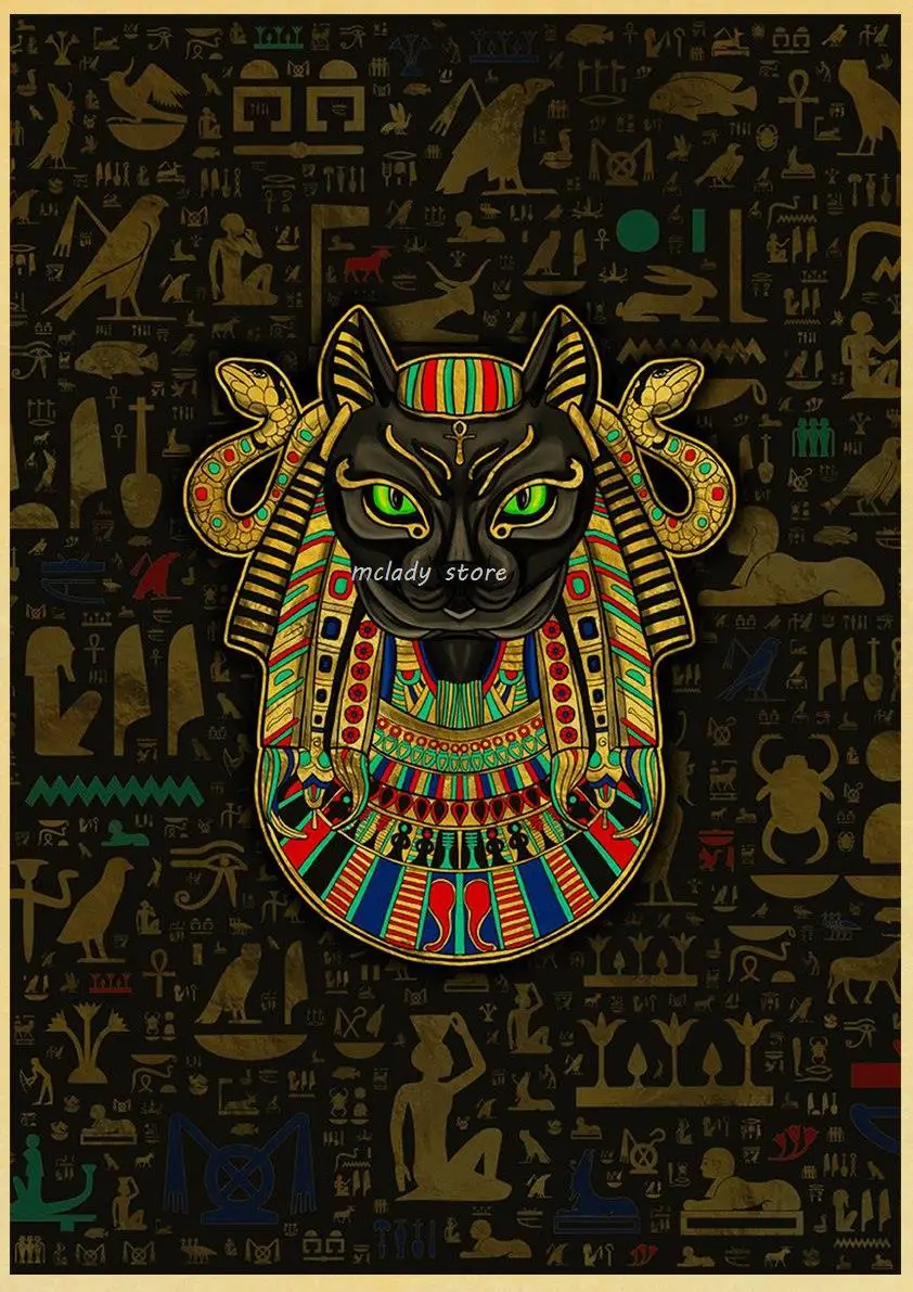エジプト ビンテージポスター 猫 Bastet Cat by M. Azmy