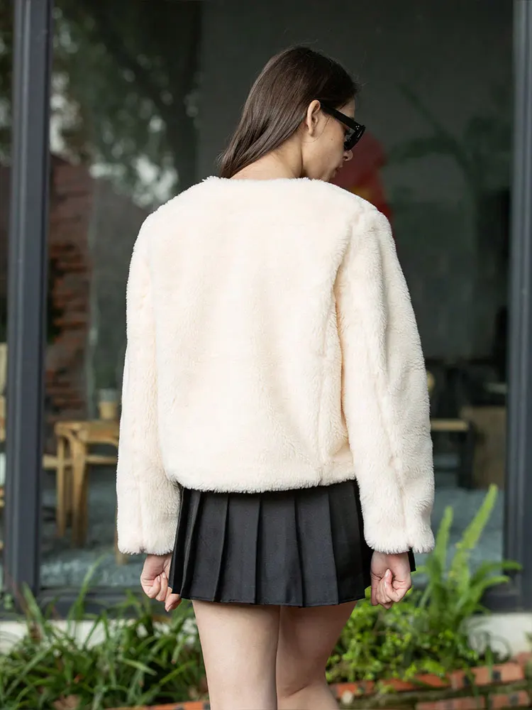 HH Women Elegant Fashion Solid Cropped Coats O Neck Long Sleeve Button Jackets With Pockets Autumn High Street Lady Outerwear