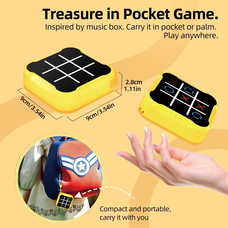 3 in 1 Portable Tic Tac Toe Electric Game USB-C Rechargeable Children Adult Brain Training Toys Stress Reduction Outdoor Toys
