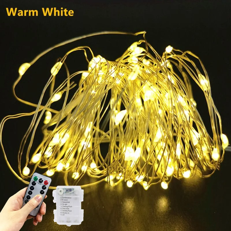 

Party Christmas Decor Remote Control Holiday String Light Fairy Light for Garland Wedding AA Battery Power Copper Wire Lamp LED