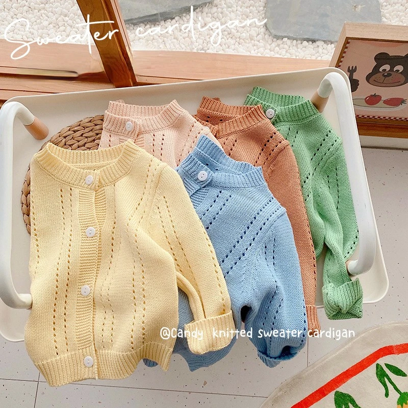 

Autumn Children's Knitted Sweater Toddler Girls Candy Color Cotton Cardigan Kids Clothes Baby Boys Solid Color Knitwear Jackets