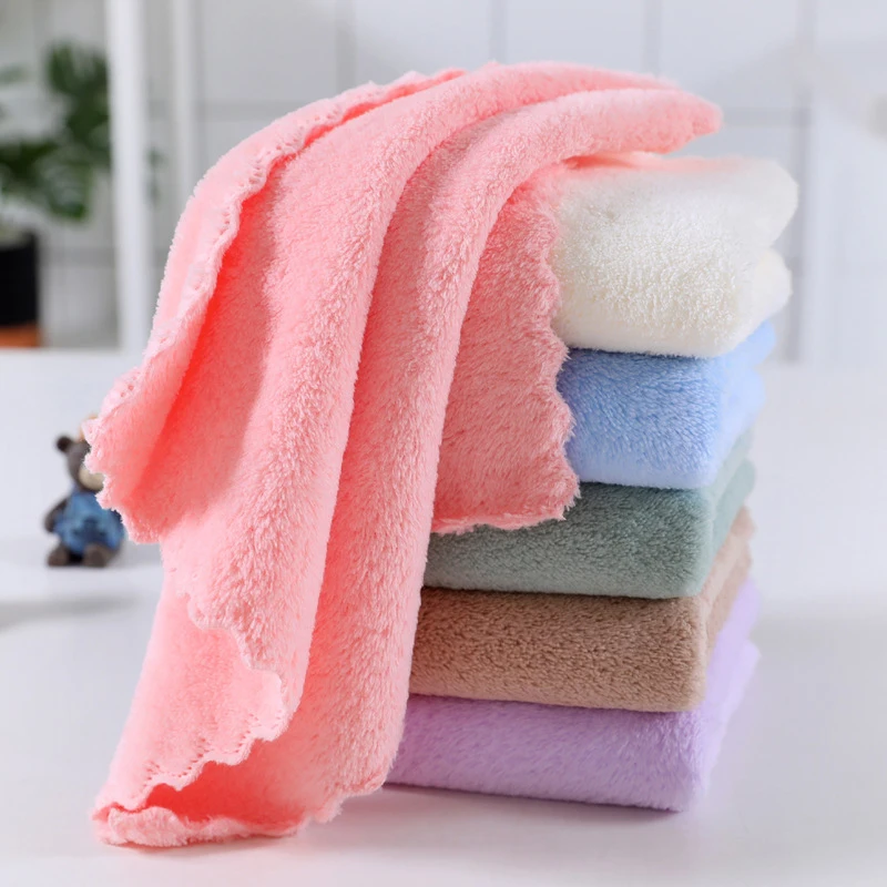 30x30cm10pcs High Density Coral Velvet household cleaning face high-quality with children's towels Small Square Towel Hand towel 6