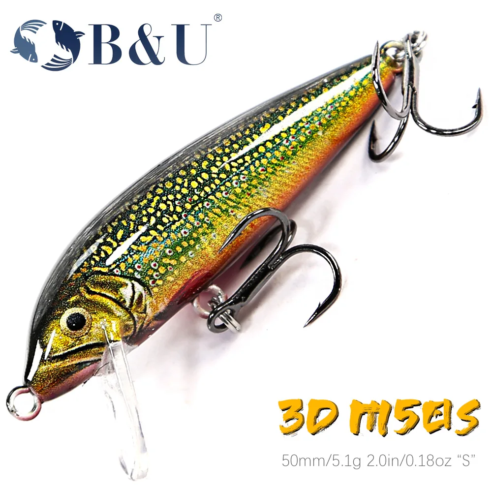 B&U Sinking Minnow Wobbler Angelköder für Barsch, Barsch, Hecht, Forellenköder und harter Köder, Jerkbait für Barsch-Angelgerät