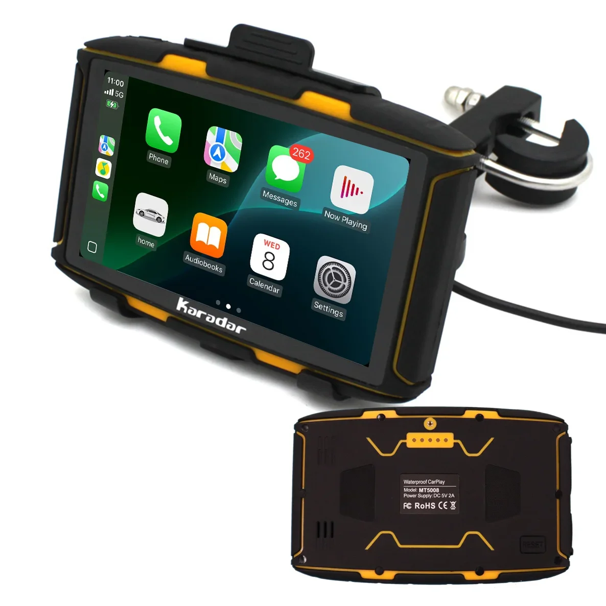 KARADAR MT5008 5-Inch Waterproof Motorcycle Touch Screen GPS &ndash; CarPlay & Android Auto motorcycle gps navegador gps moto