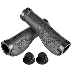 Ergonomic Anti - Skid Double Lock Bicycle Handlebar Grips - Black, Gold, Blue (B - Black)