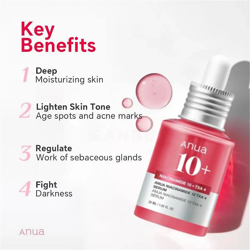 Facial Serum Facial Essence Anua Niacinamide Serum Whitenin Vitamin B12 Essence Dark Spot Correcting Facial Serum for Glass Skin Korean Skin Care Products